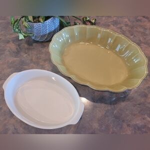 GRESTEL STONEWEAR Set of Two Stoneware Bakers, Made in Portugal